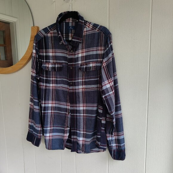 Flannel Shirt for Men by G George, softest cotten flannel, Blue, Red, Cream Sz L - Picture 4 of 6